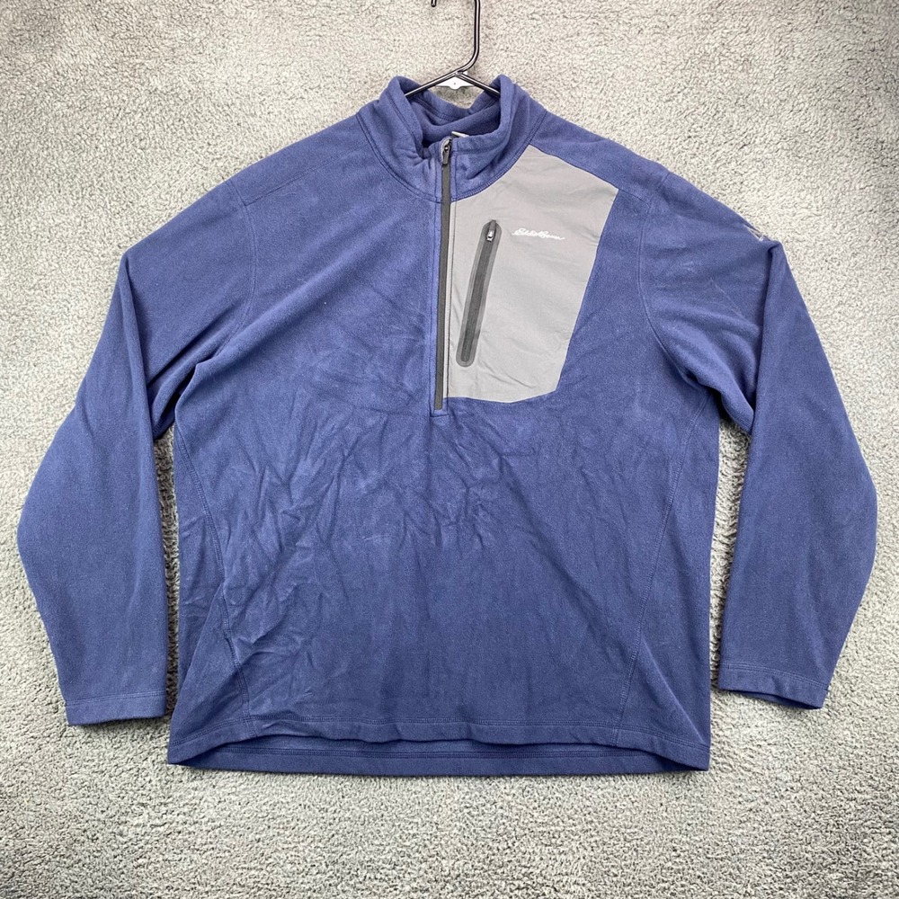 Eddie Bauer Men's XL Blue Fleece 1/4 Zip Pullover‎ Sweatshirt Outdoor
